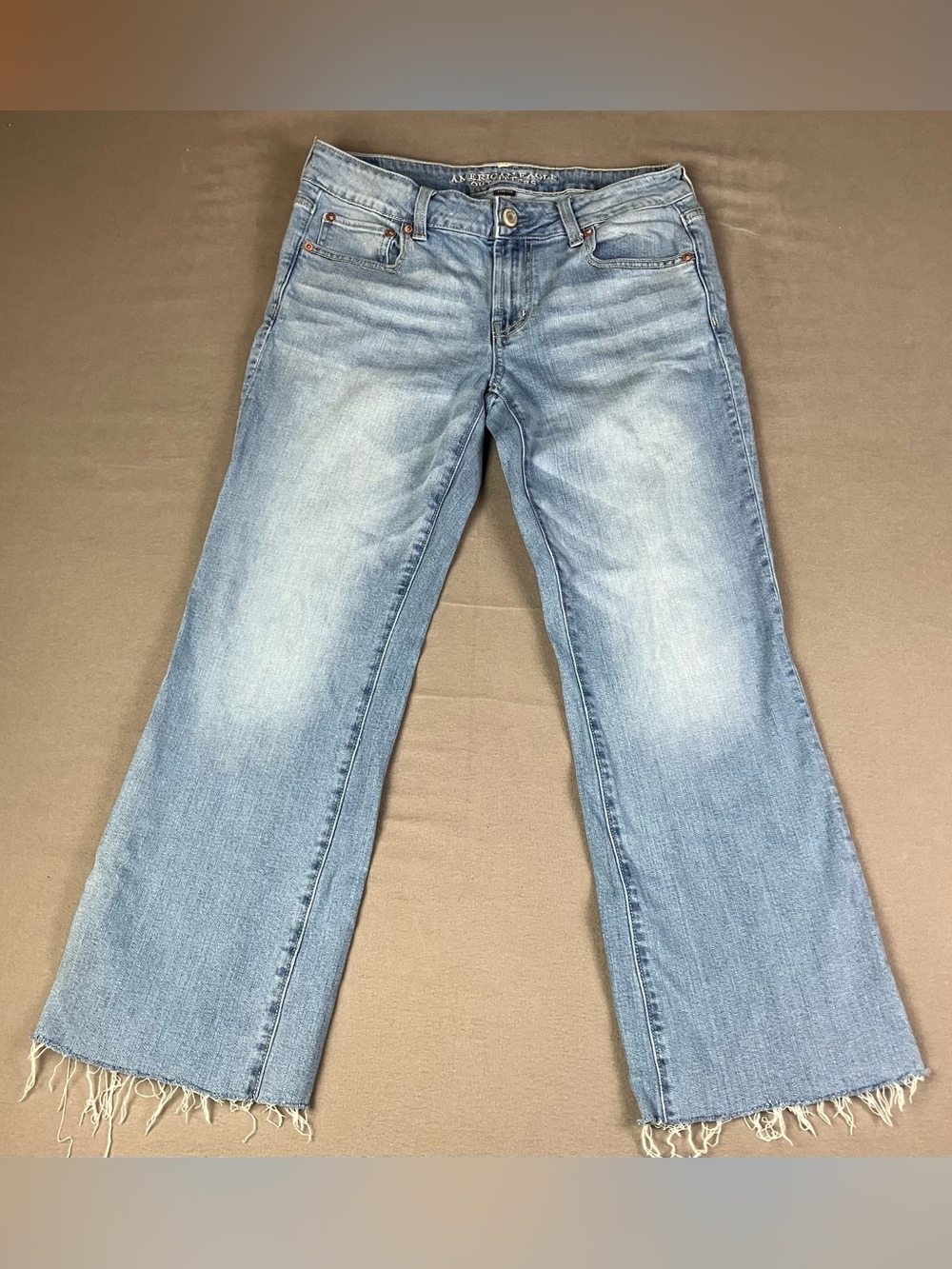 American Eagle Women’s Jeans Size 10 Favorite Boyfriend Flare Raw Hem Blue. In g